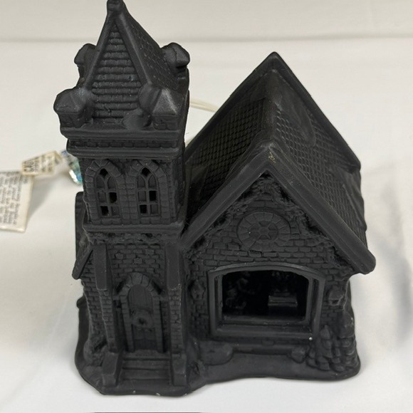 Unbranded Other - Matte Black Ceramic Halloween Spooky Church Village House Lighted Decor